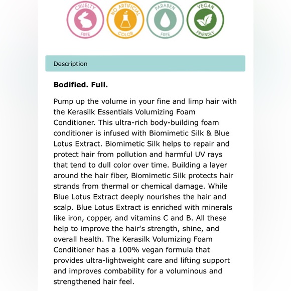 Kerasilk Volumizing Foam Conditioner- New - Picture 3 of 5